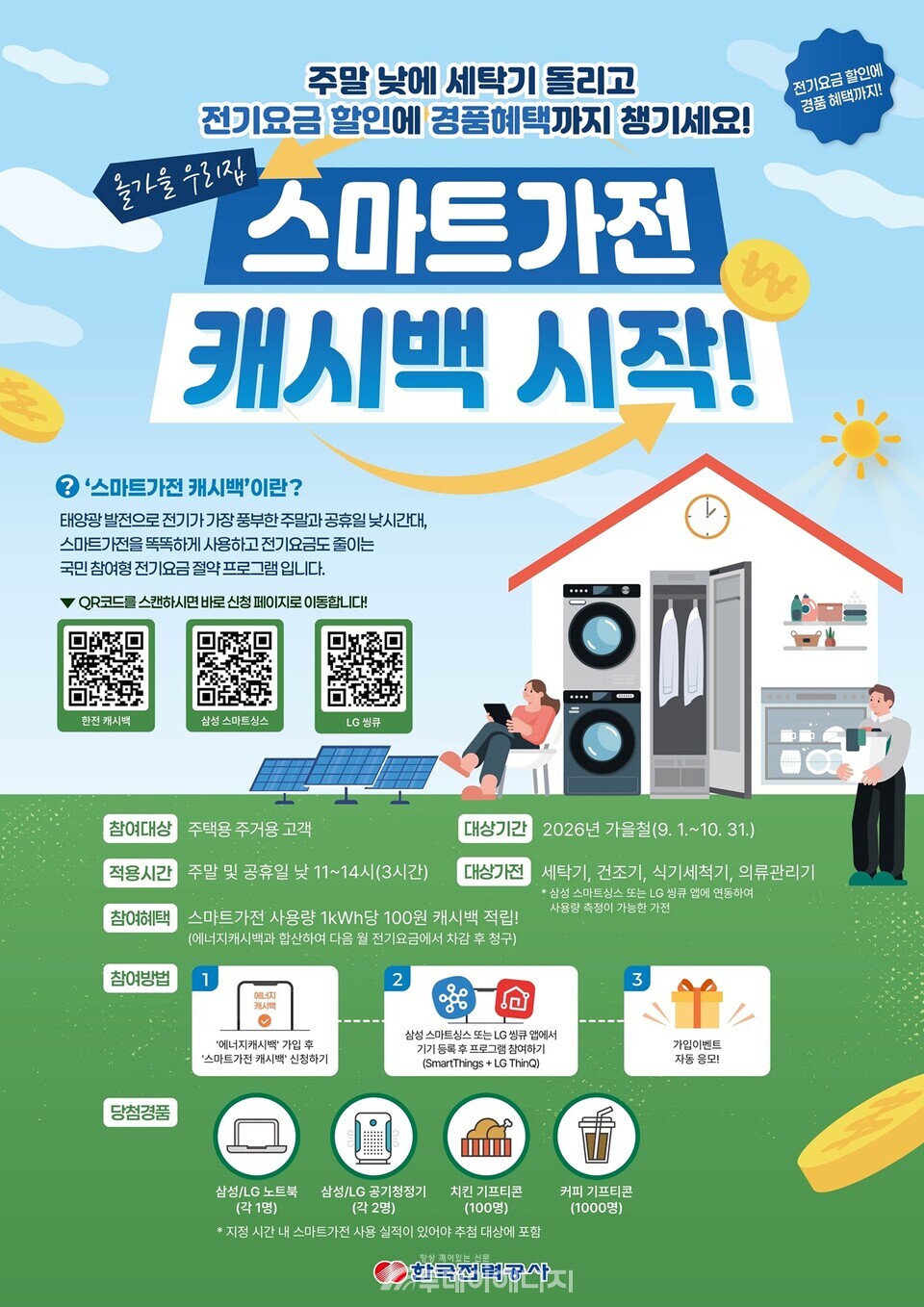 한전 ‘스마트가전 캐시백’ 시범사업 시행